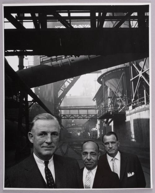 Irving A. Duffy, Kenneth D. Cassidy, and John S. French at the steel operations in the Rouge Plant, Dearborn, Michigan
