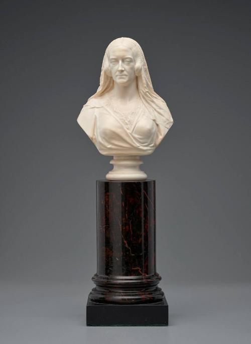 Bust of a Woman wearing a veil at back of head