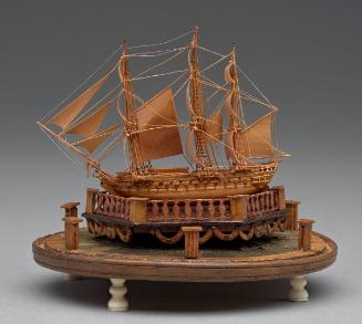 Miniature Wood Ship Model of a Frigate