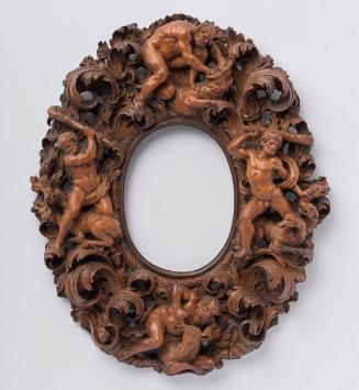 Frame with four labours of Hercules: Hercules and the Nemean Lion, the Cerberus (the three-headed monster), The Cretan Bull and the Ceryneian Hind