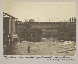 Railway bridge ruptured by aerial bomb. Radzivillov