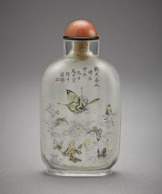 Snuff Bottle with Nine Butterflies Among Flowers