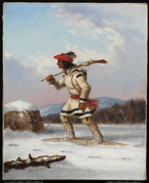 Indian Hunter on Snowshoes