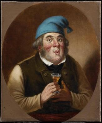 Fat Man Drinking, Blue Toque