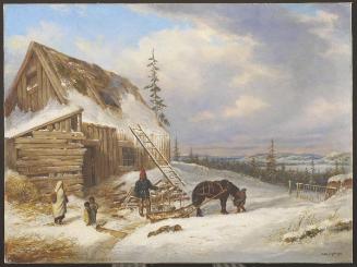Log Cabin, Winter Scene, Lake St. Charles
