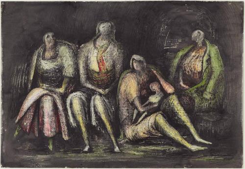 Group of Shelterers During an Air Raid