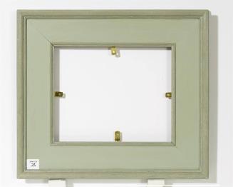 Flat frame with rounded top rail; painted blue/grey