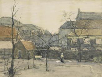 Yard with Bare Trees and Washerwoman