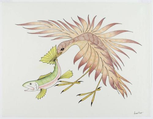 Bird Catching Fish (yellow finned)