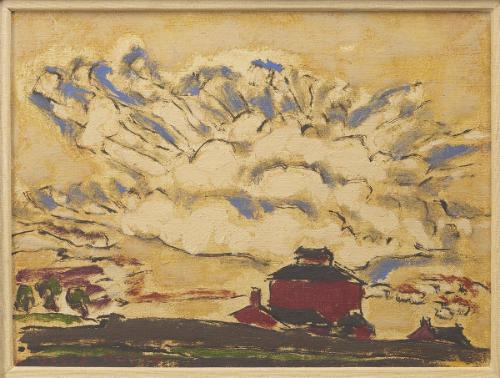 Red Elevator at Sunset