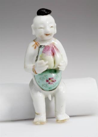 Snuff Bottle, moulded in the form of a naked boy holding a giant peach