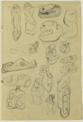 Page from Square Forms Sketchbook: Study for Mother and Child (recto); Page from Square Forms Sketchbook (verso)