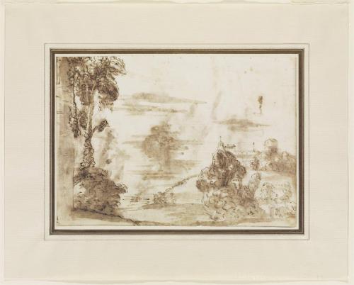 Landscape With a Church (recto); Pope Urban VIII Bestowing the Prefecture of Rome upon his Nephew Taddeo Barberini (verso)