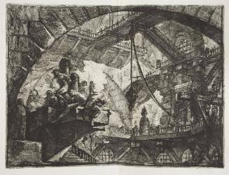 A Vast Gallery, with Round Arches and a Group of Prisoners on a Projecting Stone in the Foreground