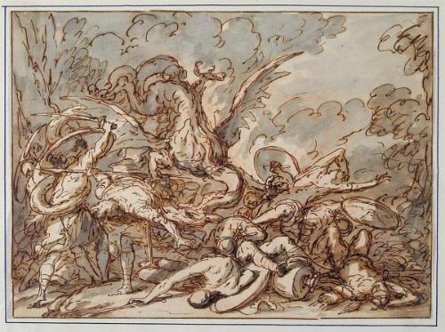 Cadmus Slaying the Dragon, Scene from  Ovid's Metamorphosis