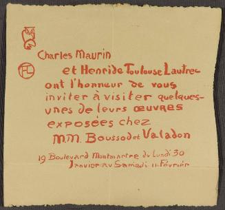 Invitation to an exhibition of Toulouse-Lautrec and Charles Maurin