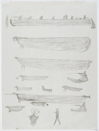 A Long Umiak with Hunters and Animals