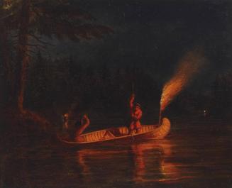 Spearing Salmon by Torchlight