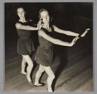 Two of the girls of the Vick-Wells children's ballet rehearsing. The girls are between 12 and 18 and hold scholarships to train under Ninette de Valois.