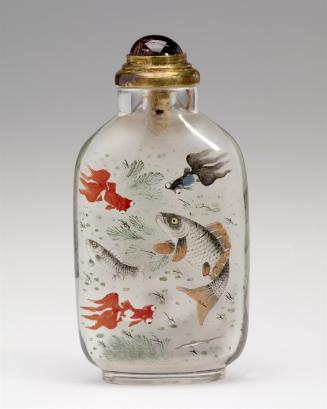 Snuff Bottle, with inside painting of fish