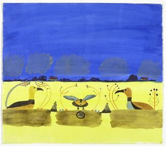 Three Birds with Blue Sky