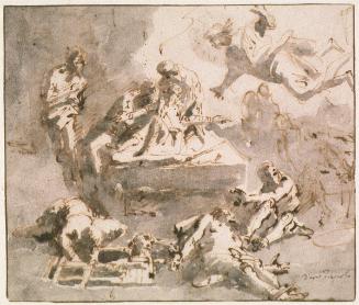 Unidentified Subject with Flying Angel appearing to a Group of Figures