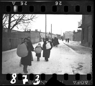 Deportation in winter, walking away