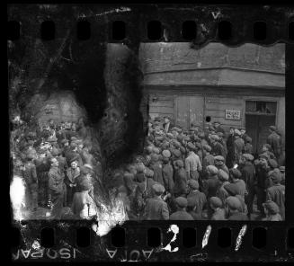 People protesting in front of the kitchen