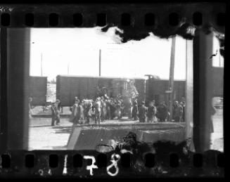 Boarding deportation train at Radogoszcz Station