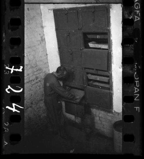 Man at a factory checking out a tray