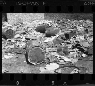 View of rubble left behind in the ghetto after massive deportation