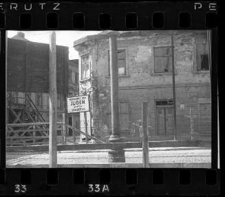 “Juden” - a sign  for the  Jewish residential area (Baluty) restriction ,Lodz Ghetto
