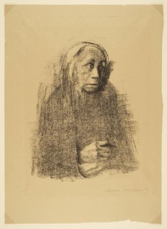 Sitzende Frau mit Umschlagtuch