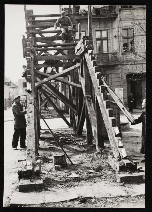 Construction of stairs leading to bridge