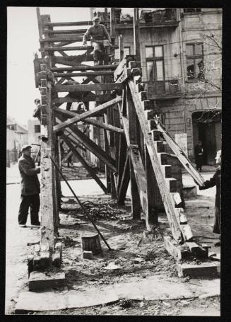 Construction of stairs leading to bridge