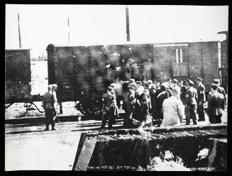 Boarding deportation train at Radogoszcz Station