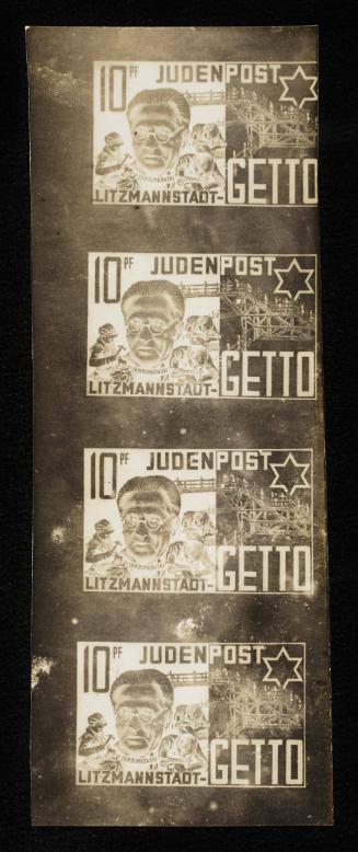 Lodz Ghetto postage stamp 10pf - 4 stamps (of Chaim Rumkowski) 
