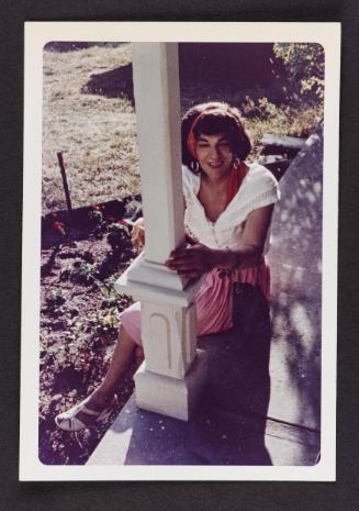 [Susanna on the porch, Casa Susanna, Hunter, NY]
