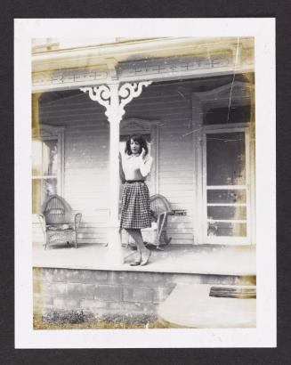 [Susanna on the front porch of Casa Susanna, Hunter, NY]
