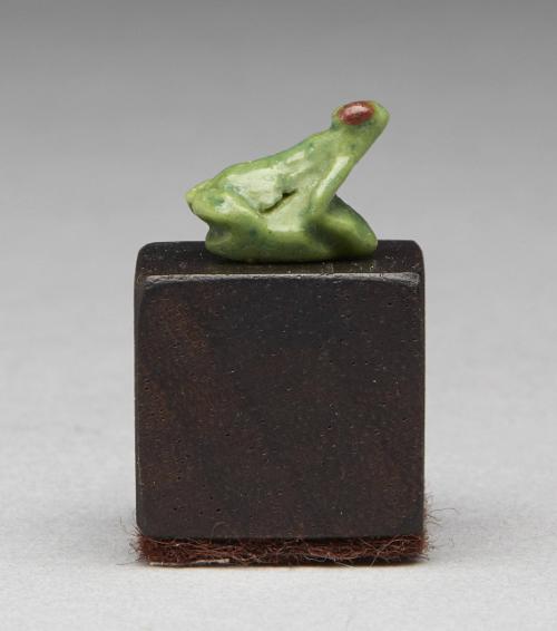 Egyptian Bright Apple Green Amulet of a Frog