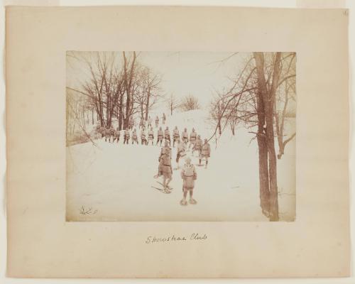 Snow-shoeing,  Indian-file (Members of the Montreal Snowshoe Club)