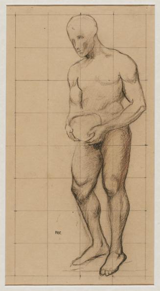 Nu masculin tenant un pot