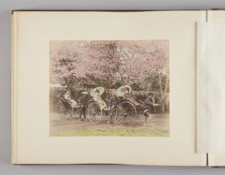 [Three women being pulled in carts]   from Views of Tokyo, Nikko, Yokohama