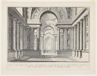 Vestibule of an ancient temple...from Prima Parte di Architetture, e Prospettive inventate, ed incise da Gio. Batta Piranesi Architetto Veneziano dedicate al Sig. Nicola Giobbe (Part One of Architecture and Perspectives: drawn and etched by Gio. Batt'a Piranesi, Venetian Architect: dedicated to Nicola Giobbe)