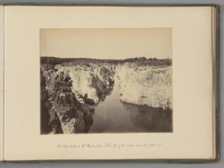 [View of marble rocks on the Nerbudda, from the top of the rocks near the Cataract]   from Indian Views