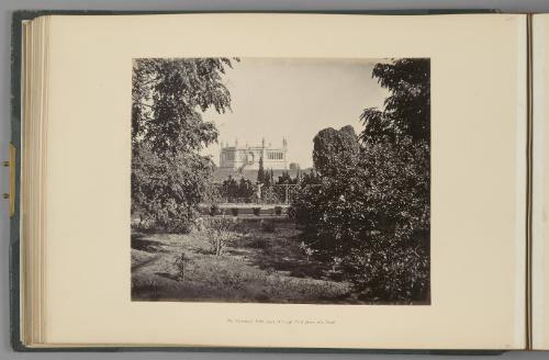 [Cawnpore; The Memorial Well, seen through trees from the South]   from Indian Architecture and Scenery, Vol. 1