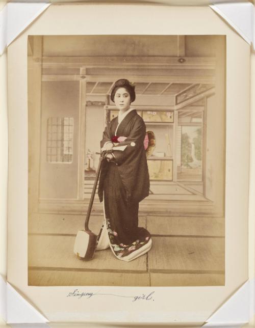 Woman with a Samisen (recto); Pine Tree at JeJe Near Otsu (verso)
